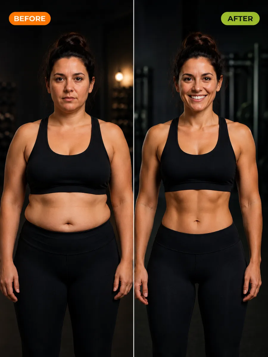 Sarah during her 16-week fat-loss and strength coaching programme