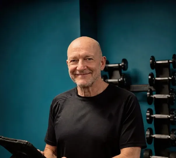 Personal trainer Nikos Moumouris in the gym