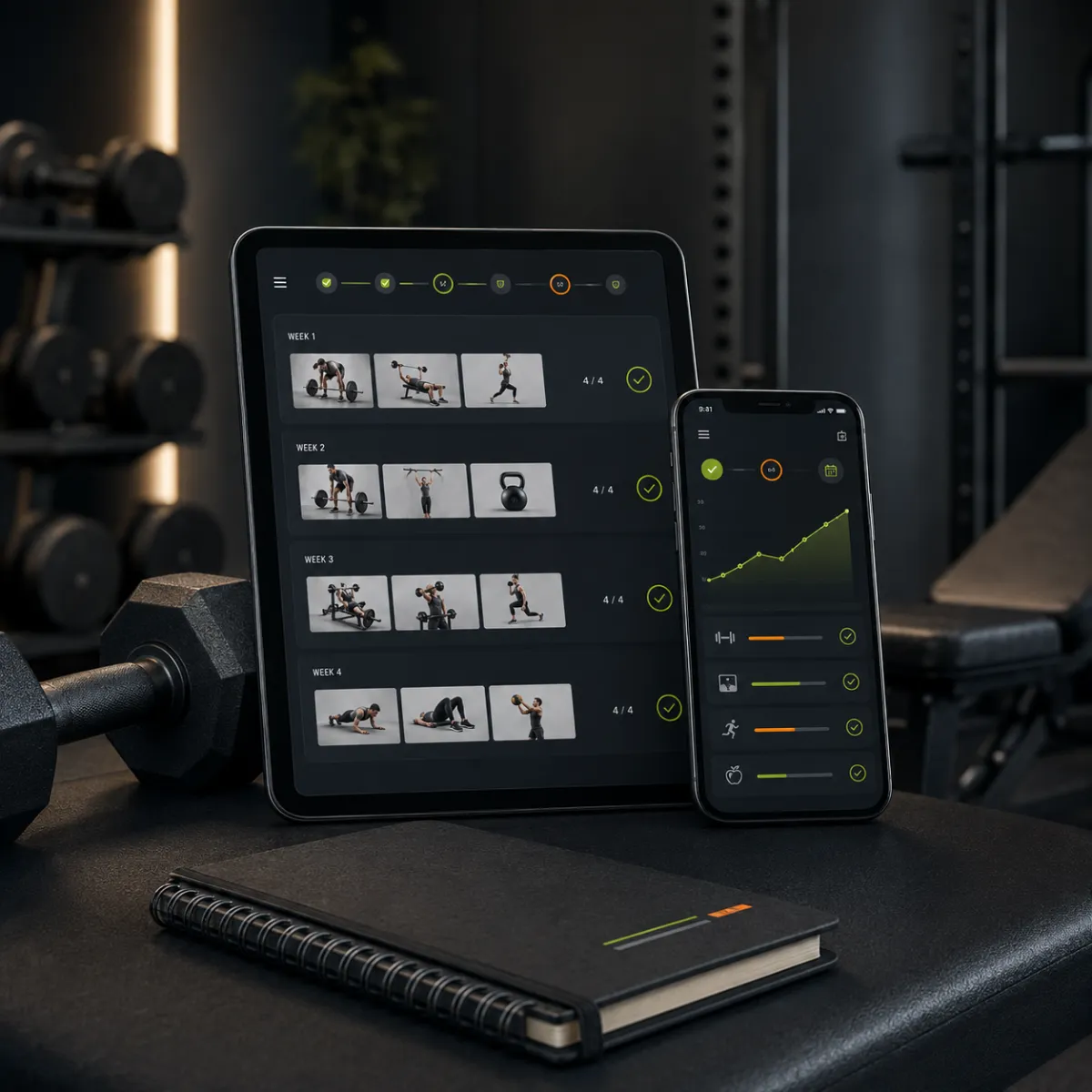 Personalised online training programme with workout tracking and professional coaching
