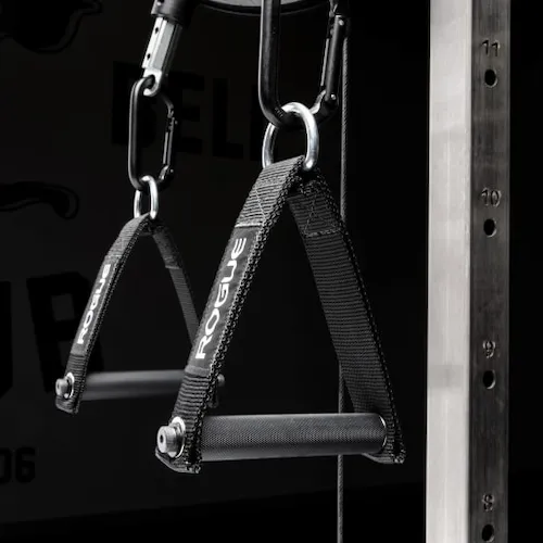 Two separate cable handles for a seated cable row