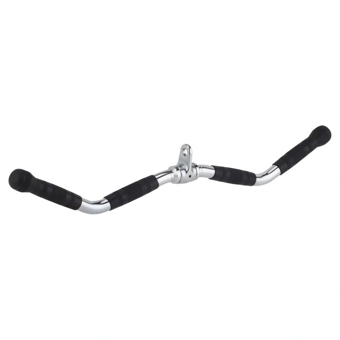 Angled EZ-style cable bar attachment for a seated cable row